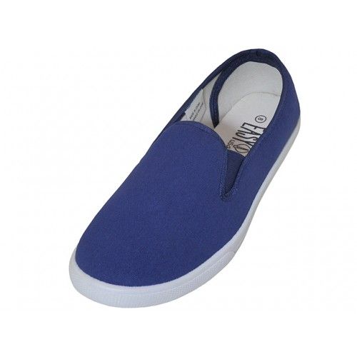 Wholesale Footwear Mens Slip On Twin Gore Upper Casual Canvas Shoes In Navy Size 7