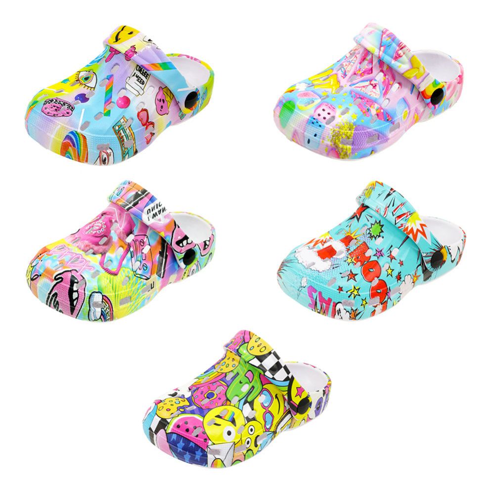 Wholesale Footwear Unisex Toddler Pop Art Clog Assorted