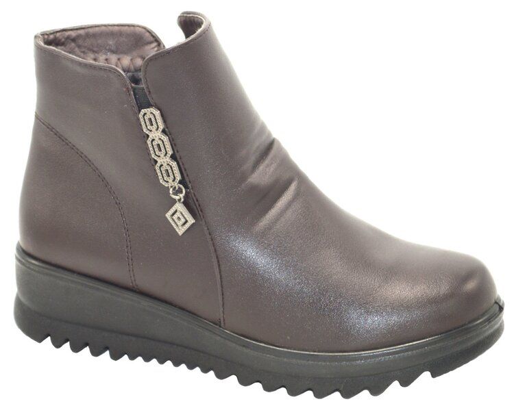 Wholesale Footwear Woman Comfortable Leather Ankle Boots Color Brown Size 7-11