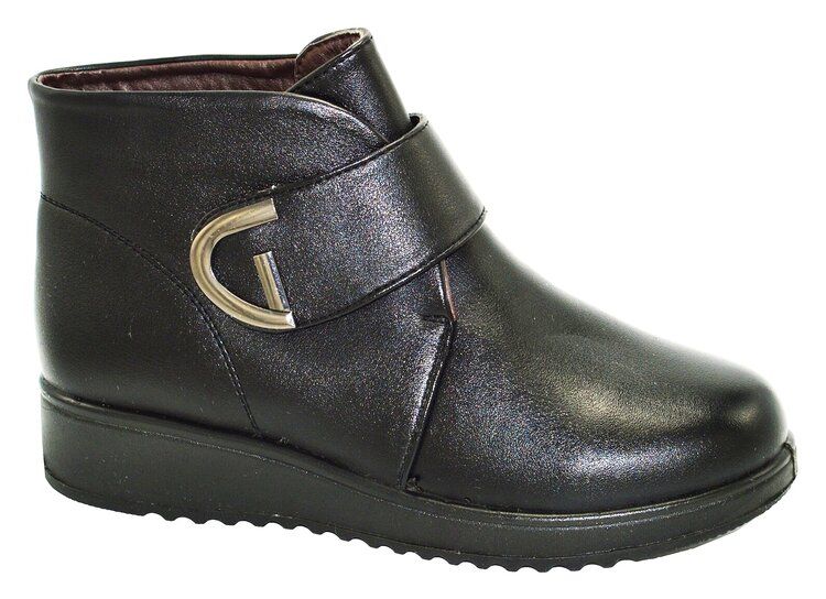 Wholesale Footwear Women Ankle Leather Boots Color Black Size 7-11