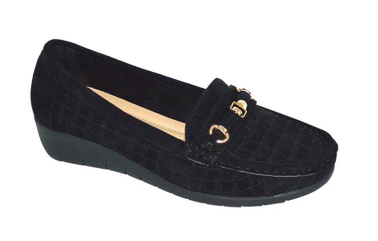 Wholesale Footwear Women Comfortable Casual Round Toe Moccasins Soft Walking Shoes Color Black Size 6-10