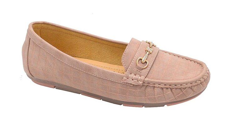 Wholesale Footwear Women Comfortable Leather Loafers Casual Round Toe Moccasins Soft Walking Shoes Color Pink Size 6-10