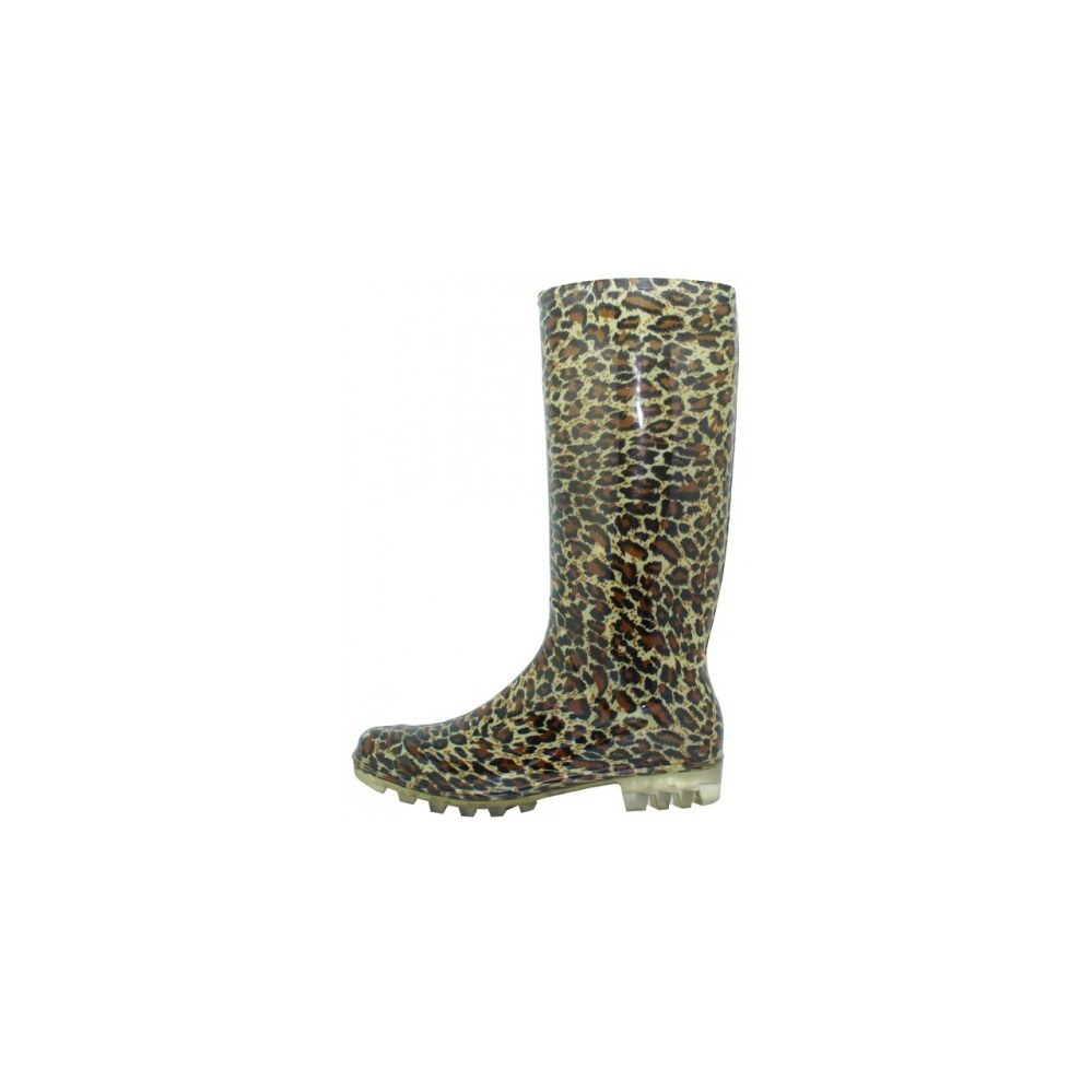 Wholesale Footwear Women's 13.5 Inches Rubber Rain Boots In Leopard Print Sizes 6-11