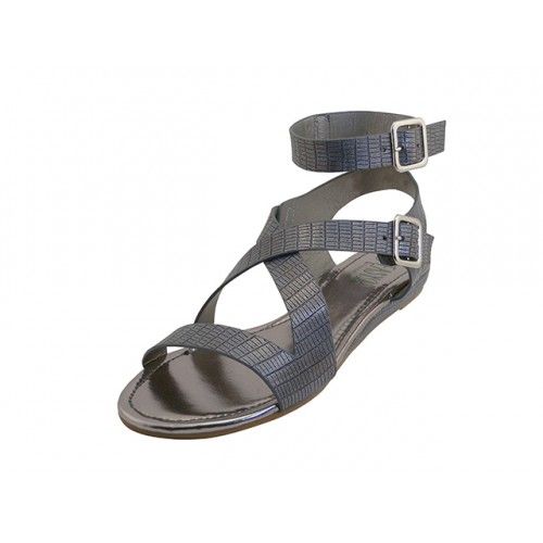 Wholesale Footwear Women's Ankle Height Cross Strap Sandals In Gray Sizes 6-11