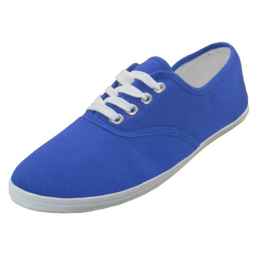 Wholesale Footwear Women's Casual Canvas Lace Up Shoes In Royal Blue Sizes 6-11