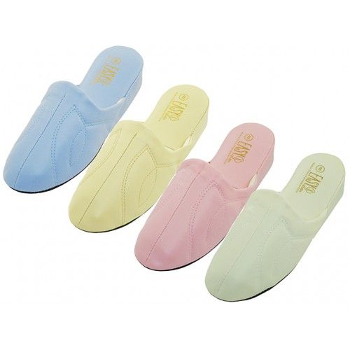 Wholesale Footwear Women's Close Toe Soft Vinyl Upper Mid Heel House Slippers Sizes 6-11