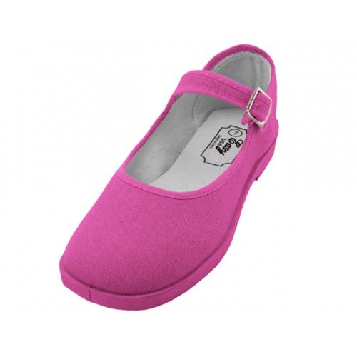Wholesale Footwear Women's Cotton Upper Mary Janes Shoes In Fuchsia Sizes 6-11