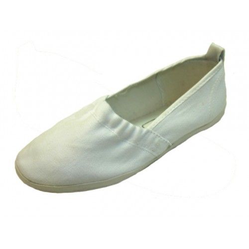 Wholesale Footwear Women's Elastic Slip On Canvas Shoes In White Size 7
