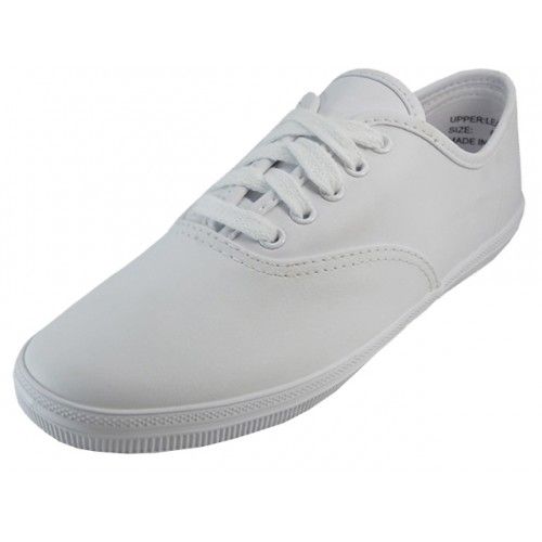 Wholesale Footwear Women's Leather Upper Shoes With Shoelace In White Size 7.5