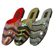 Wholesale Footwear Women's Sequin Slide Sandals Sizes 5-11