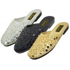 Wholesale Footwear Women's Sequin Slide Sandals Sizes 5-11