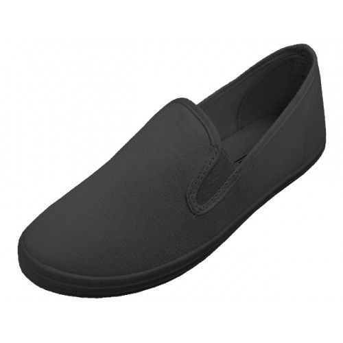 Wholesale Footwear Women's Slip On Twin Gore Casual Cotton Upper Canvas Shoes In Black Size 6