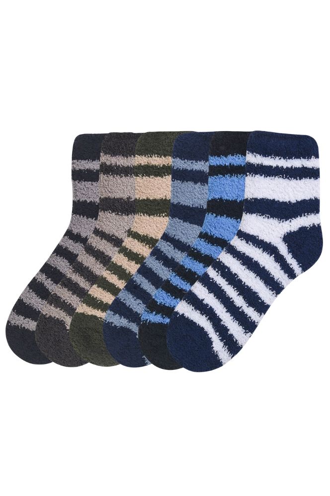 Wholesale Footwear Mens Striped Plush Soft Socks Size 10-13