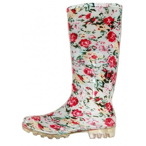 Wholesale Footwear Women's Super Soft Rubber Rain Boot In Floral Print Sizes 6-11