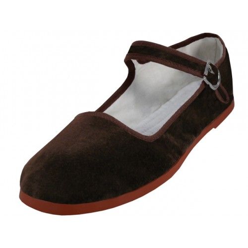 Wholesale Footwear Women's Velvet Upper Classic Mary Jane Shoes In Brown Size 38