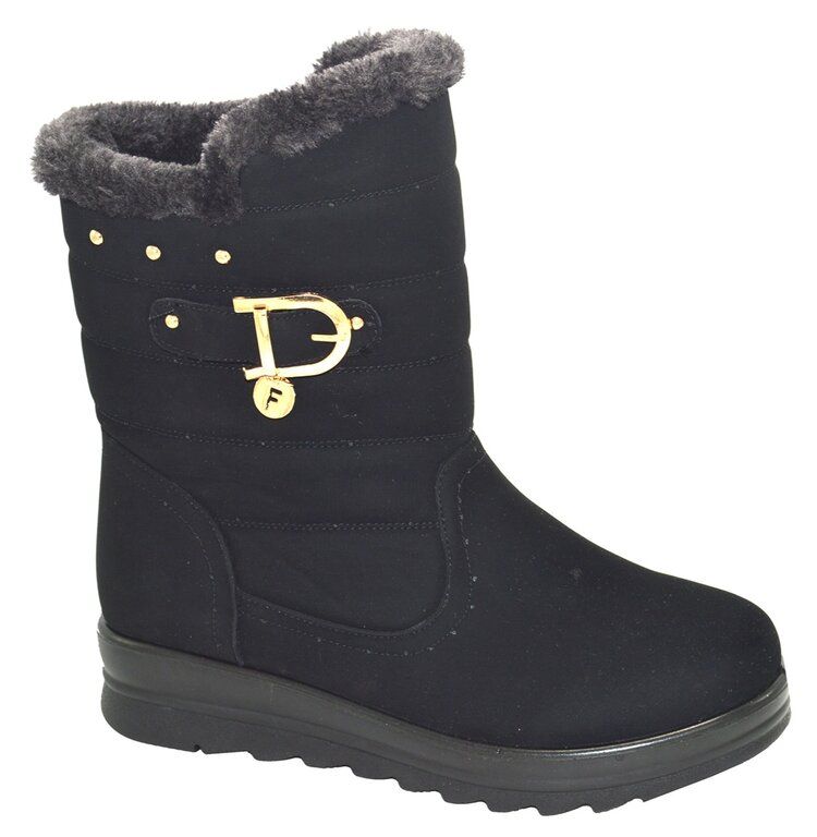 Wholesale Footwear Womens Boots With Fur Lining Comfortable Color Black Size 7-11