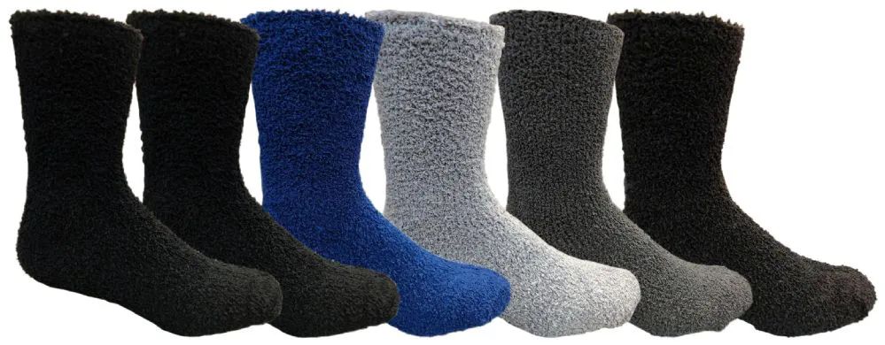 Wholesale Footwear Yacht & Smith Men's Assorted Colored Warm Cozy Fuzzy Socks