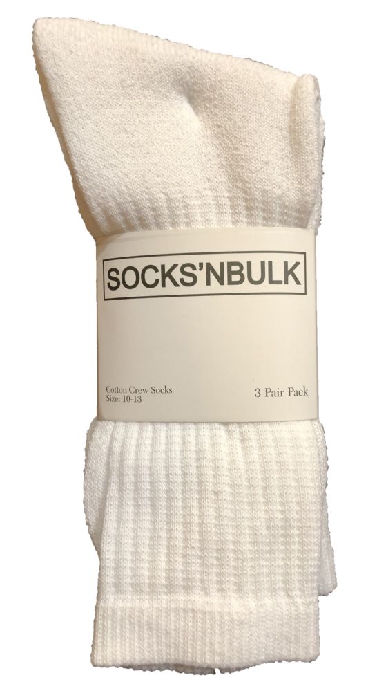 Wholesale Footwear Yacht & Smith Men's Cotton Crew Socks White Size 10-13