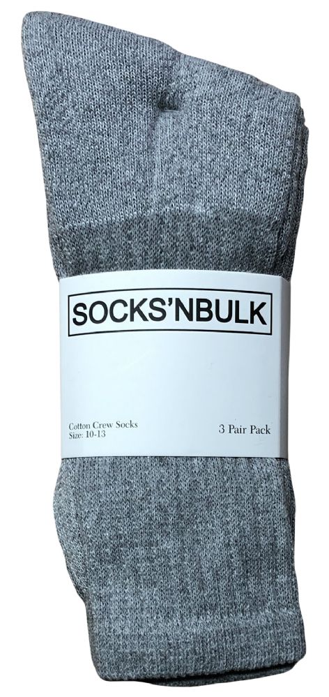 Wholesale Footwear Yacht & Smith Men's Cotton Crew Socks Gray Size 10-13