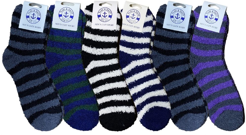 Wholesale Footwear Yacht & Smith Men's Assorted Colored Warm & Cozy Fuzzy Socks