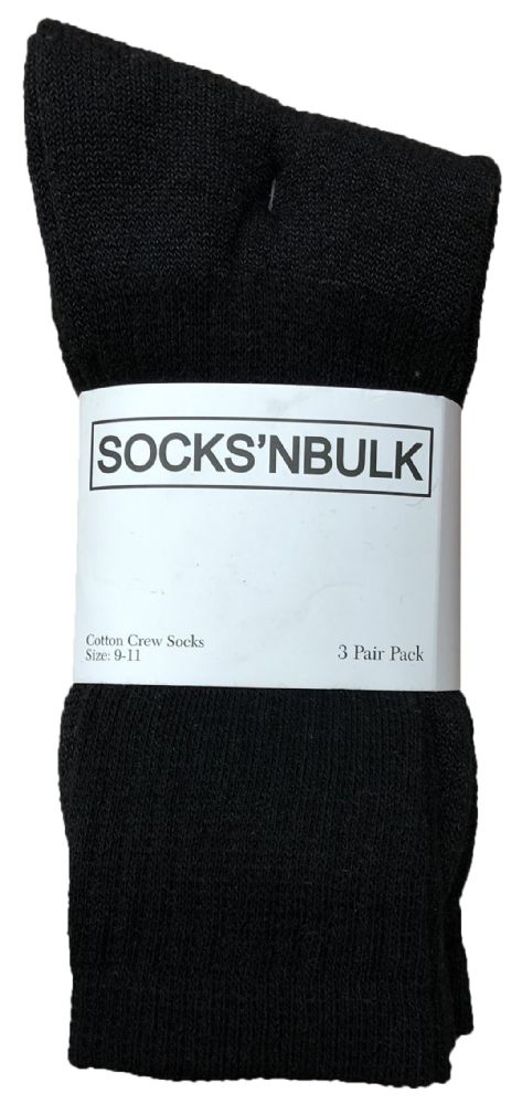 Wholesale Footwear Yacht & Smith Mens Soft Cotton Athletic Crew Socks, Terry Cushion, Sock Size 10-13 Black